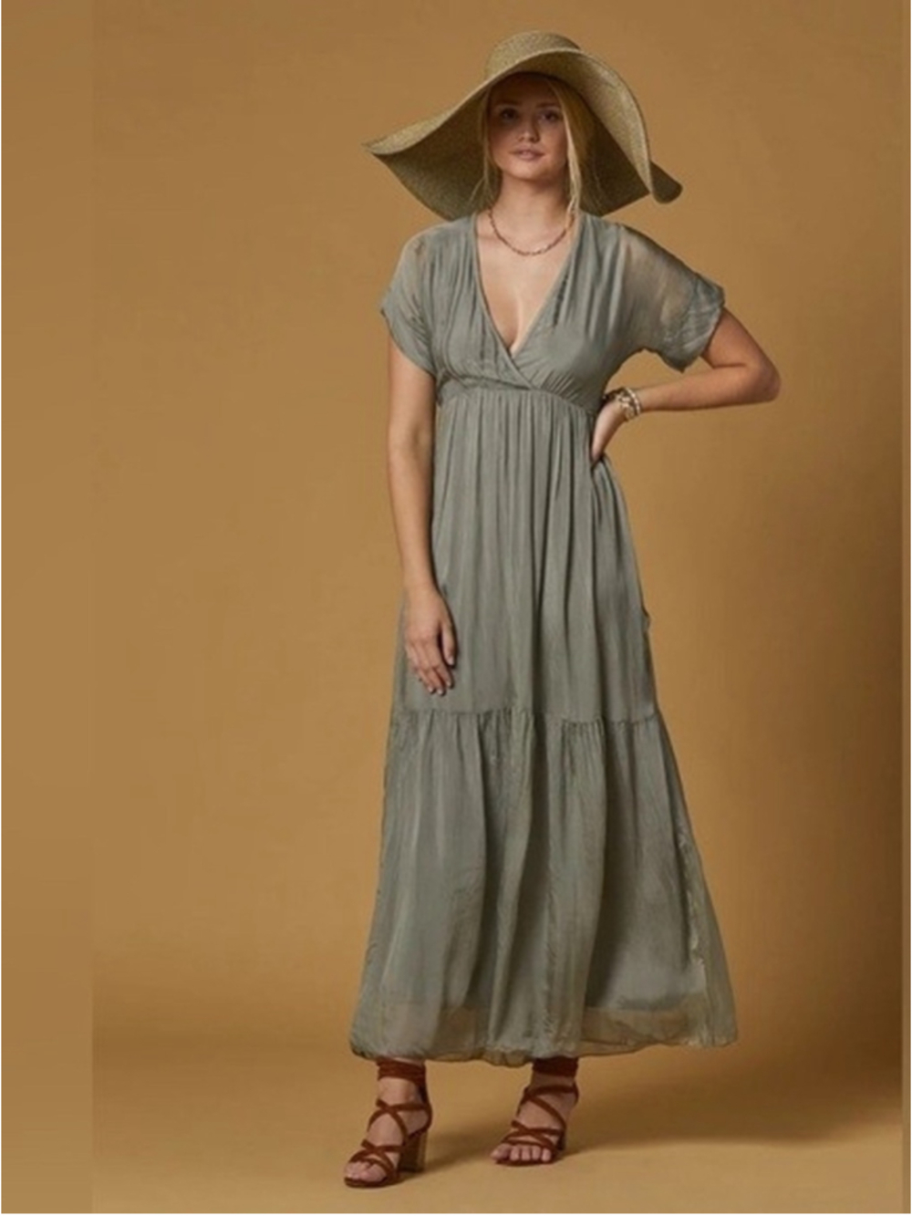 Scandal Italy Silk Aruba Dress Women’s One Size Sage